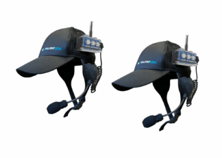 Completely waterproof intercom system installed on baseball caps