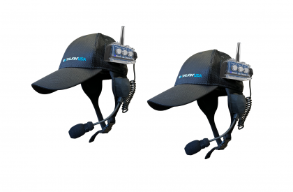Completely waterproof intercom system installed on baseball caps