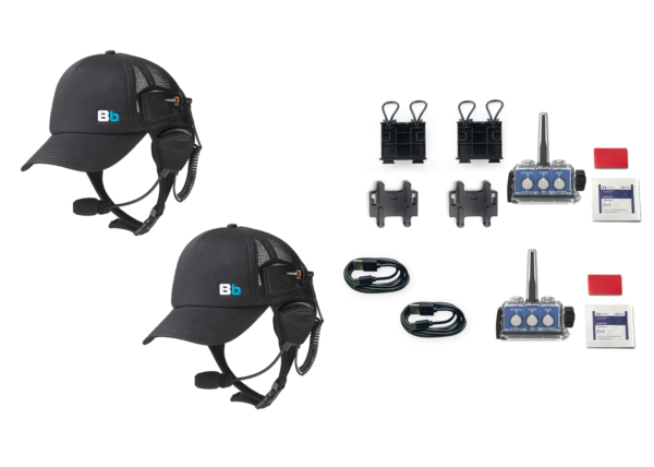 Baseball caps with built in intercom system.